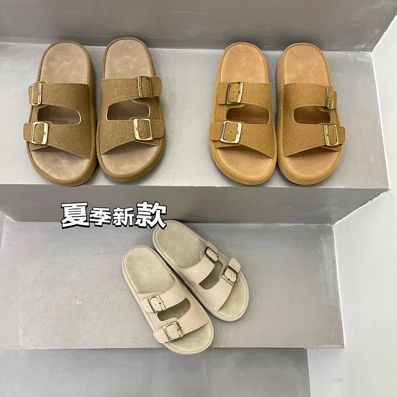 【断码特价】交叉带一字拖百搭沙滩鞋夏新款厚底凉拖鞋软底外穿拖鞋