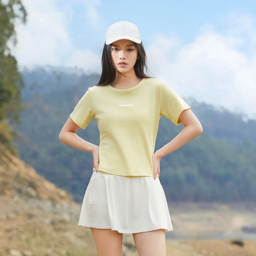 圆领甜美短袖印花针织T恤修身女款运动时尚W264