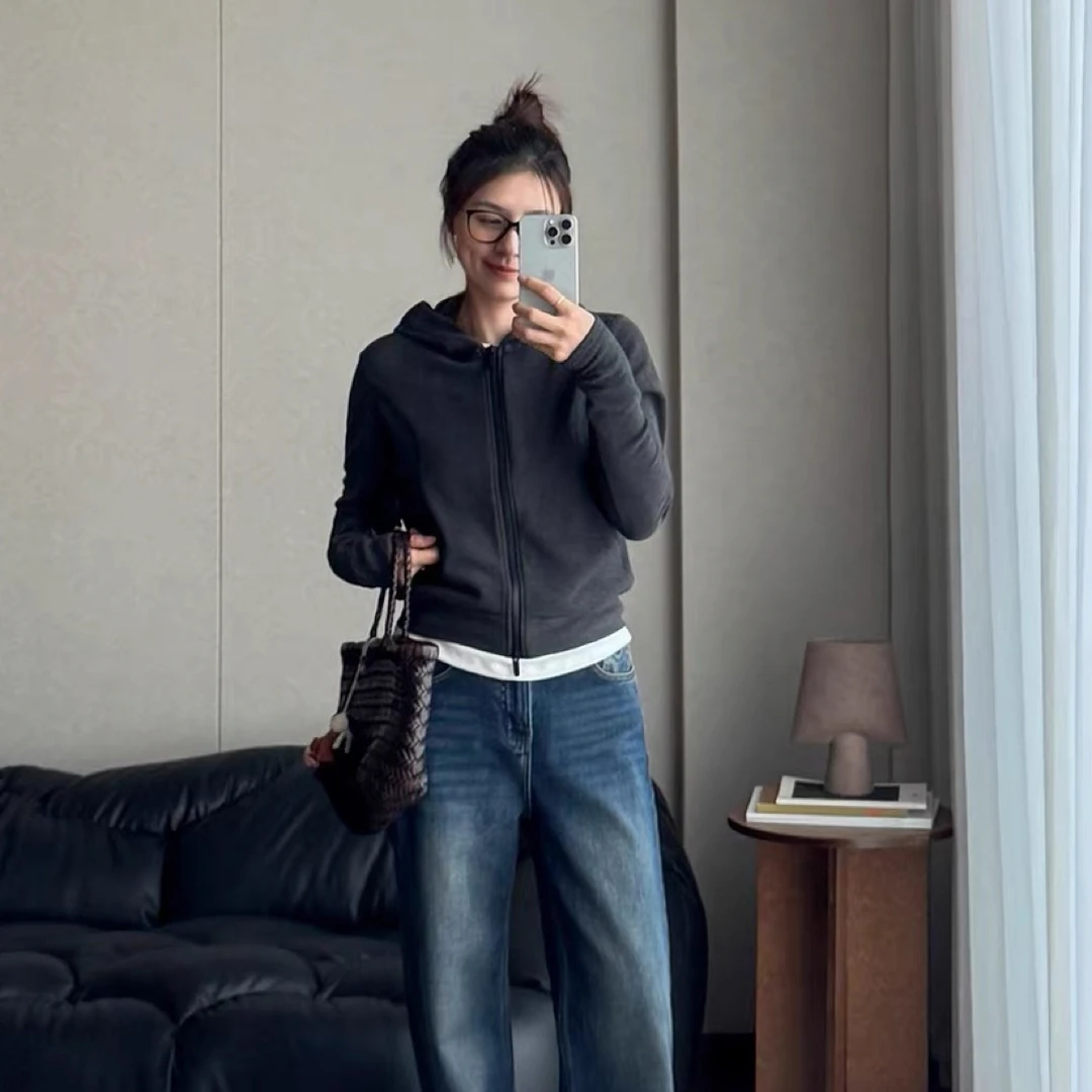 【云云精选】8163 秋季连帽双拉链显瘦上衣