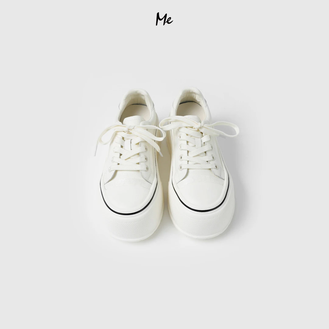 ME【真皮厚底小白鞋】重磅小牛皮厚底增高舒适时尚百搭鞋子MESS6787