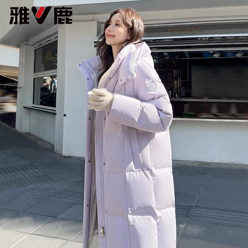 V/雅鹿【中国好羽绒】2025新款时尚冬季羽绒服女过膝加厚中长款外套