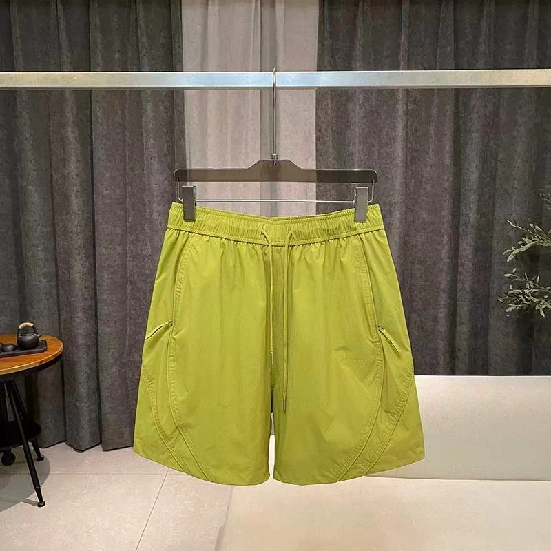 五分裤短裤夏季日系简约运动短裤裤子绿色松紧腰日系