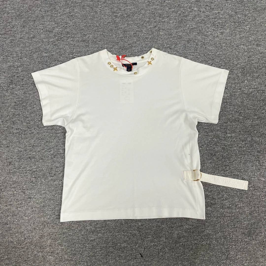 99新 LouisVuitton/路易威登 领口金属装饰 短袖T恤 白色 Xs码