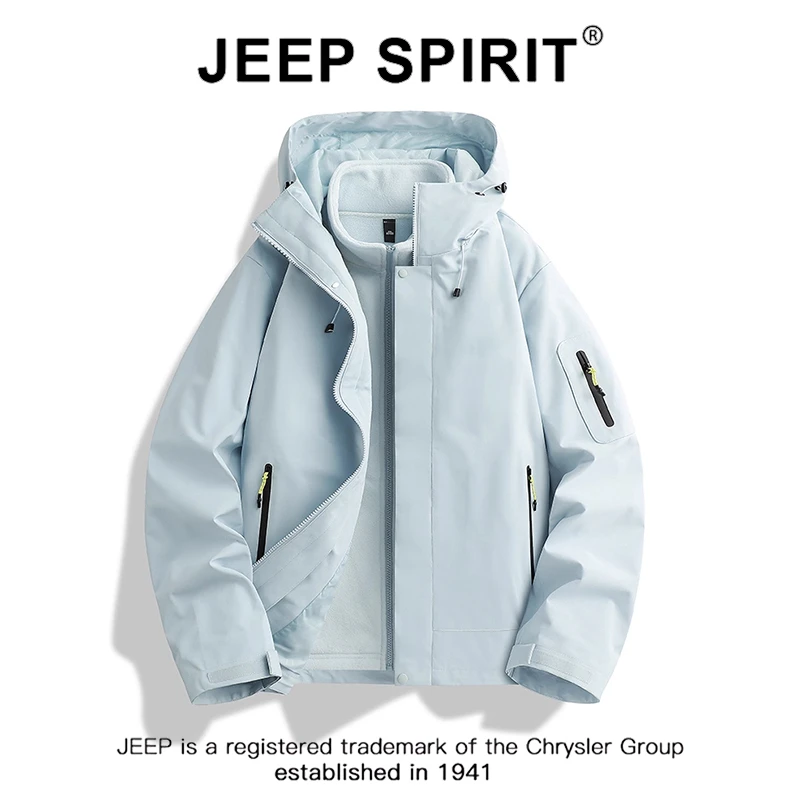 JEEPSPIRIT吉普冲锋衣三合一男2025新款户外防风防水春秋男士夹克