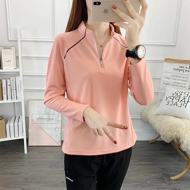 速干户外长袖立领情侣跑步健身服弹力透气徒步登山运动服