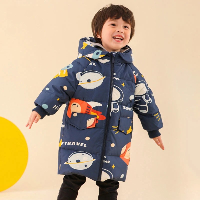 哈罗小黄鸭正品儿童羽绒服男童女童中小童加厚中长款冬季韩版外套