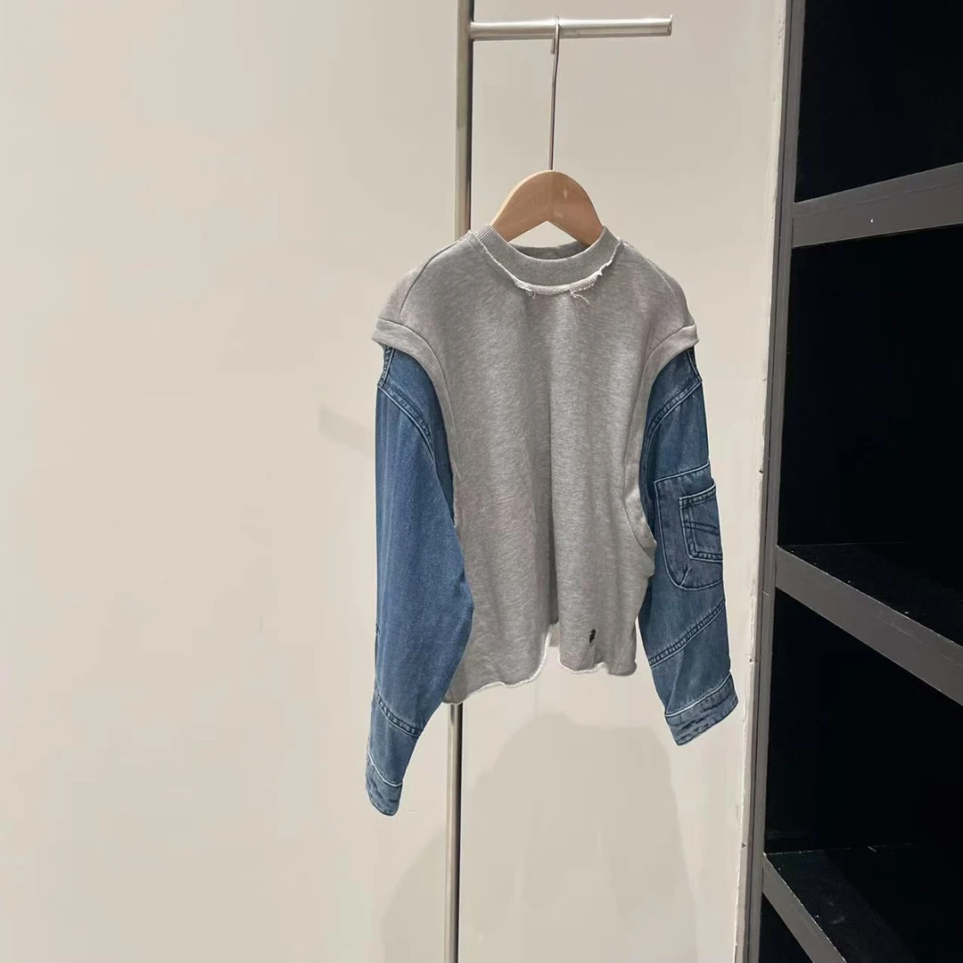 秋冬男童女童圆领卫衣花灰蓝色 5869宸系