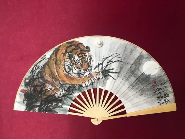 老虎扇面9.5寸16方折扇扇面可按图片定制