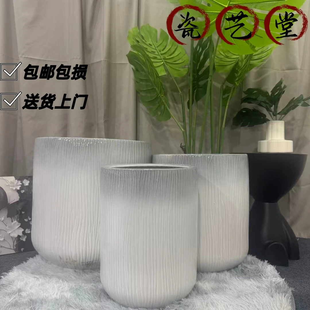 大口径陶瓷透气侘寂风白色多肉花盆大号室内花卉盆栽适用