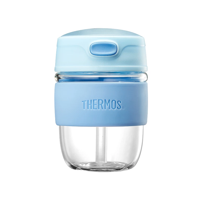 【A等品微瑕】膳魔师单层玻璃吸管杯冷萃杯410ml碧海蓝 网红可爱