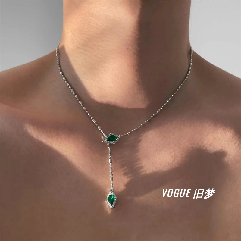 钛钢项链 小众灵蛇锁骨链颈链很闪蛇年款美式男款女ins活扣项链