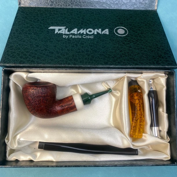 意大利塔拉莫纳3斗嘴空腔大气室烟斗红色喷沙石楠木烟斗