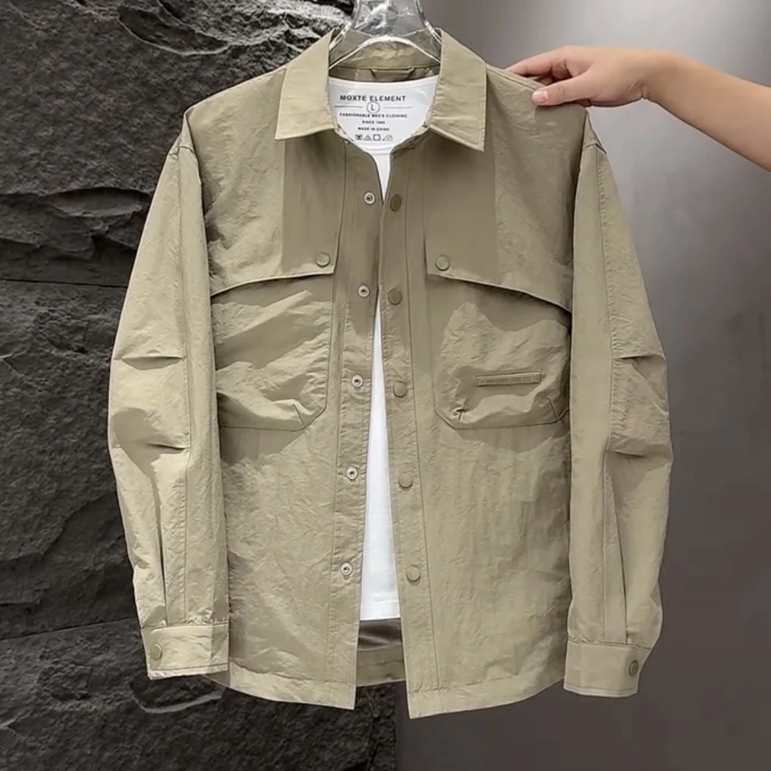 2025新款气质简约春秋外套男款百搭潮流轻奢痞帅男士翻领夹克外套