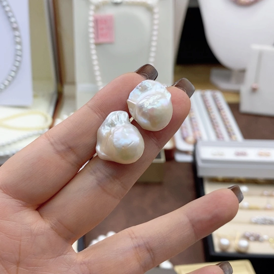 地***兰耳饰银S925镶嵌淡水珍珠