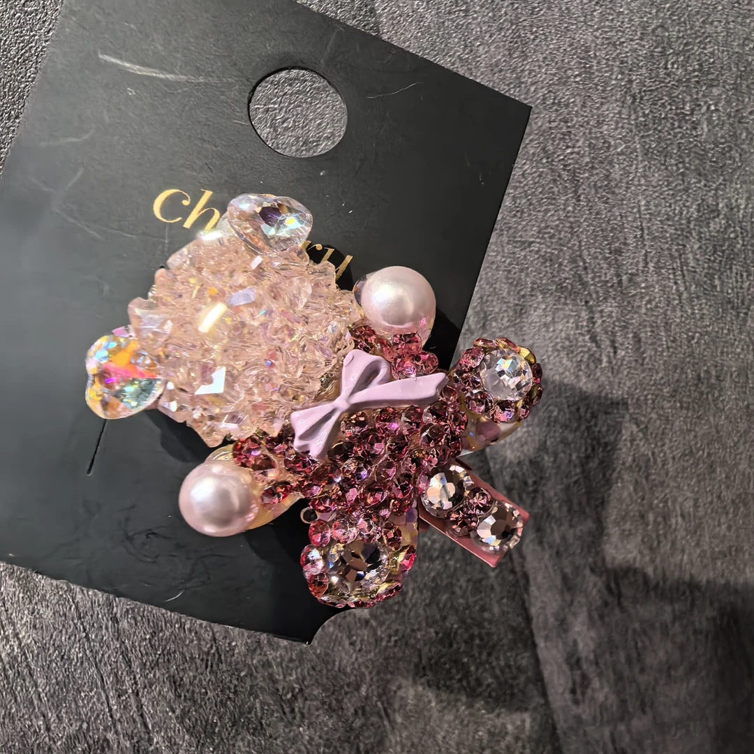 B560粉色砂糖小熊闪闪边夹