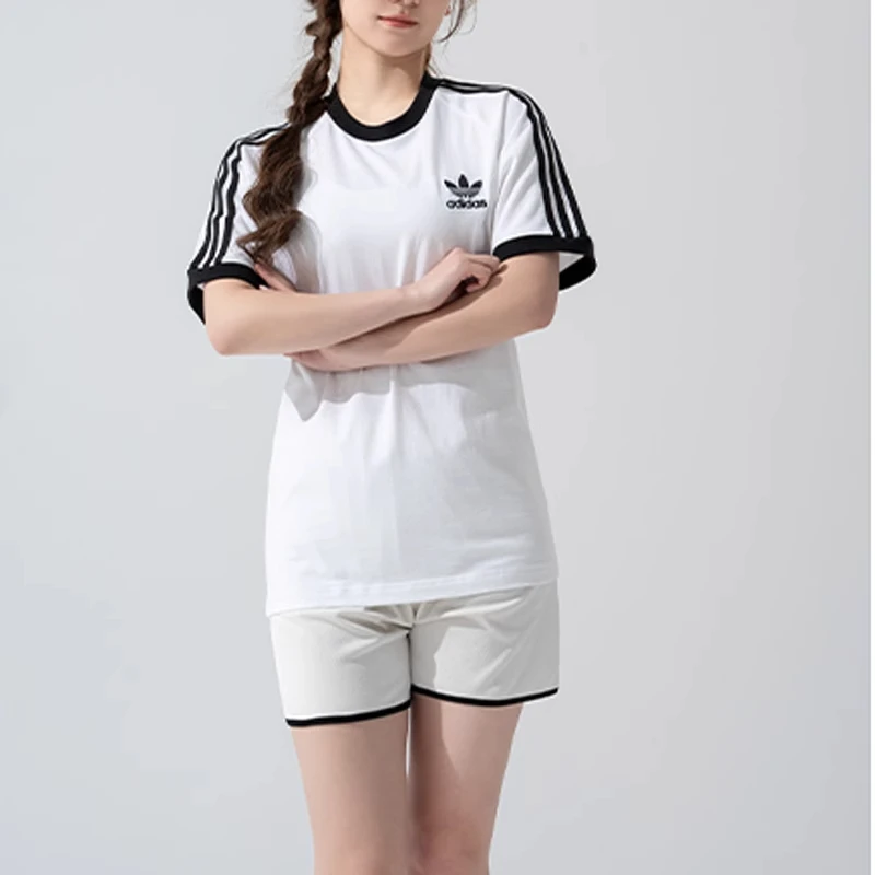 阿迪达斯三叶草三条纹短袖男女装2025夏季新款运动半袖t恤 KB2460