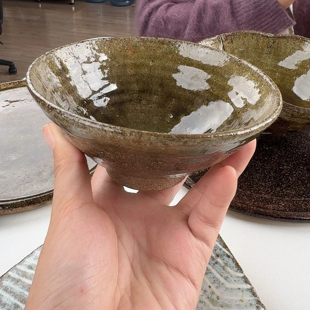 瓷片青唐津12厘米斗笠碗