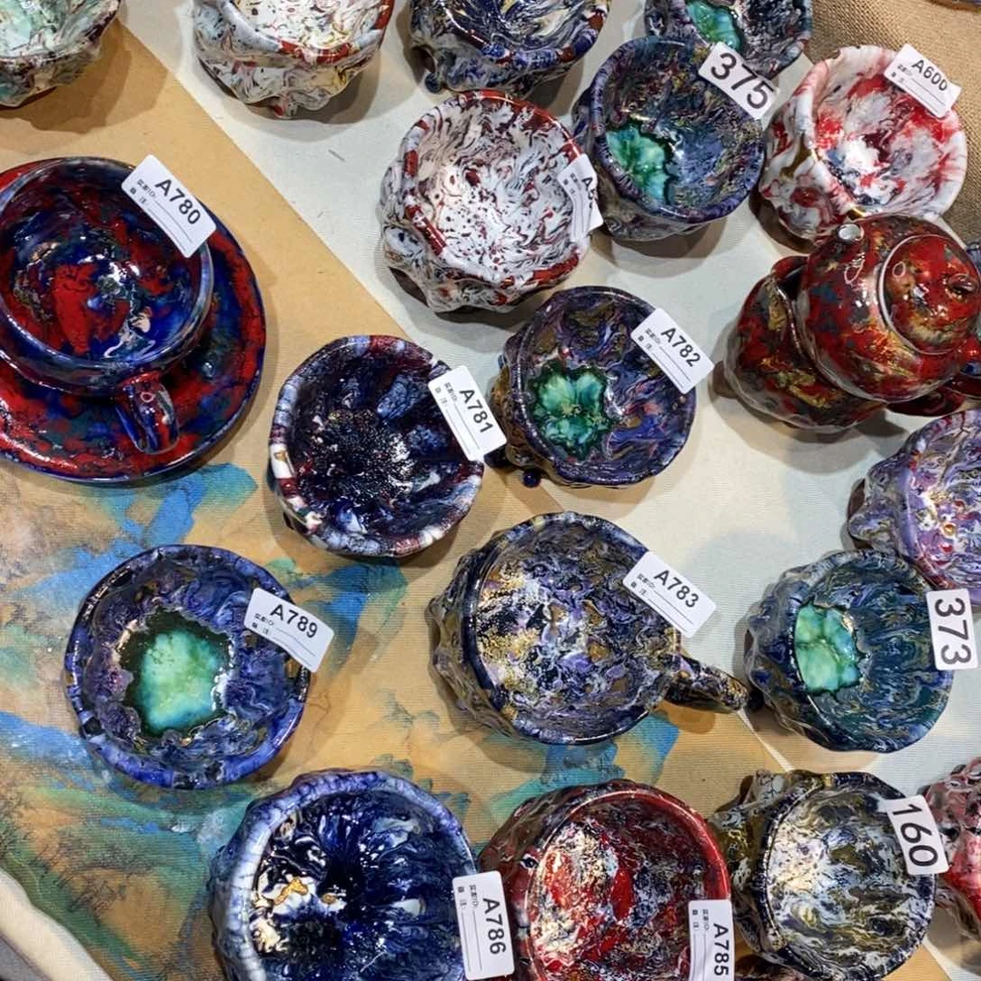 瓷片静沐焰志野主人杯七彩岩矿志野烧