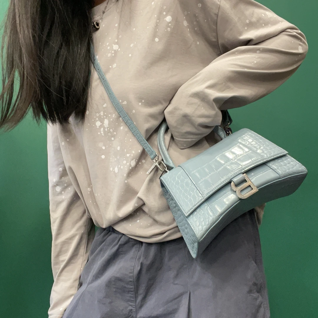 95新 Balenciaga/巴黎世家 【KK】 62 1169 浅蓝色沙漏手提单肩包