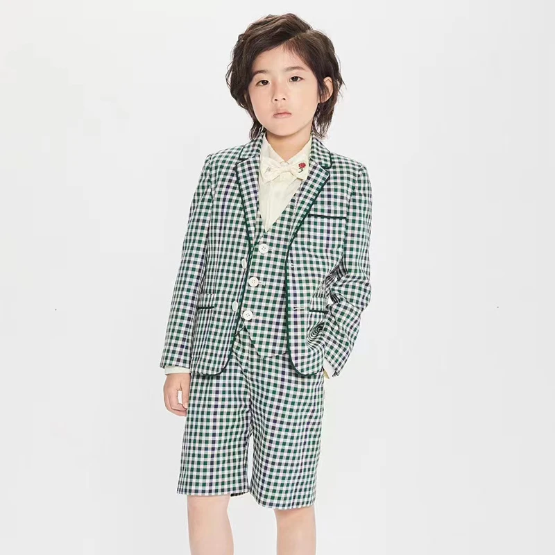 童装小西装春秋洋气儿童格纹外套西服英伦风礼服韩系男童2Z15144