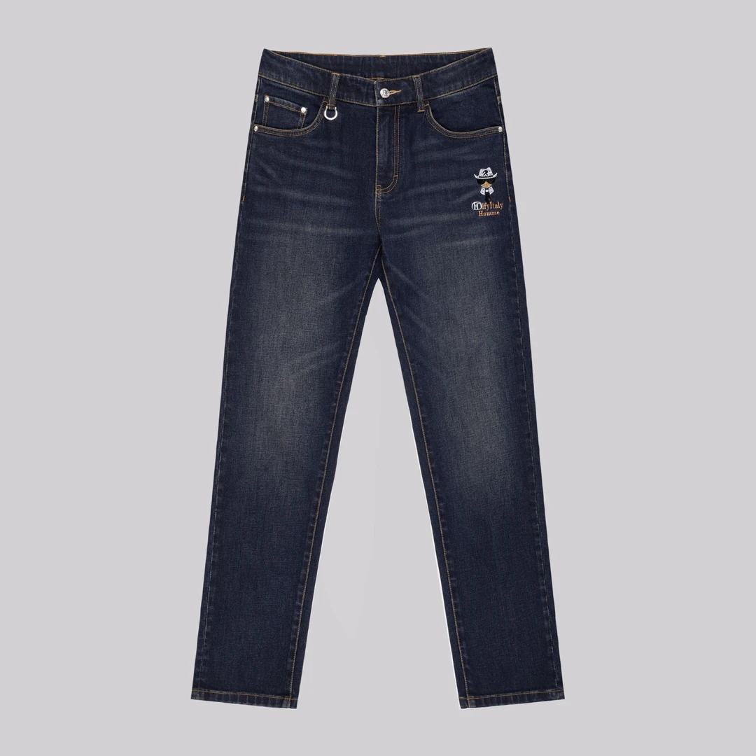 FDLFY老佛爷时尚百搭宽松水洗牛仔裤裤子直筒轻奢蓝色设计师休闲