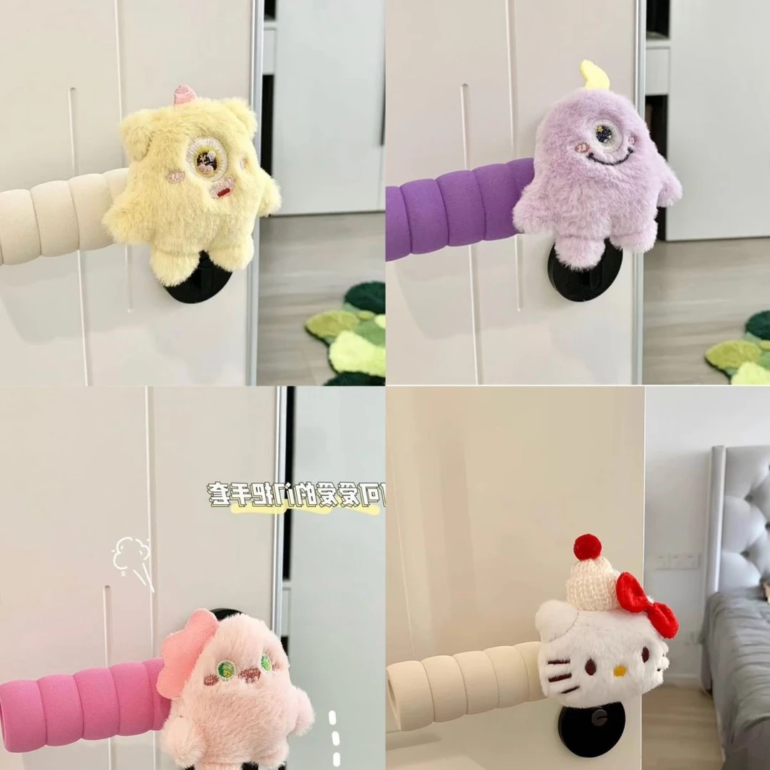 卡通门后防撞防静电冬季门把手套儿童房间通用可爱毛绒保护套LH