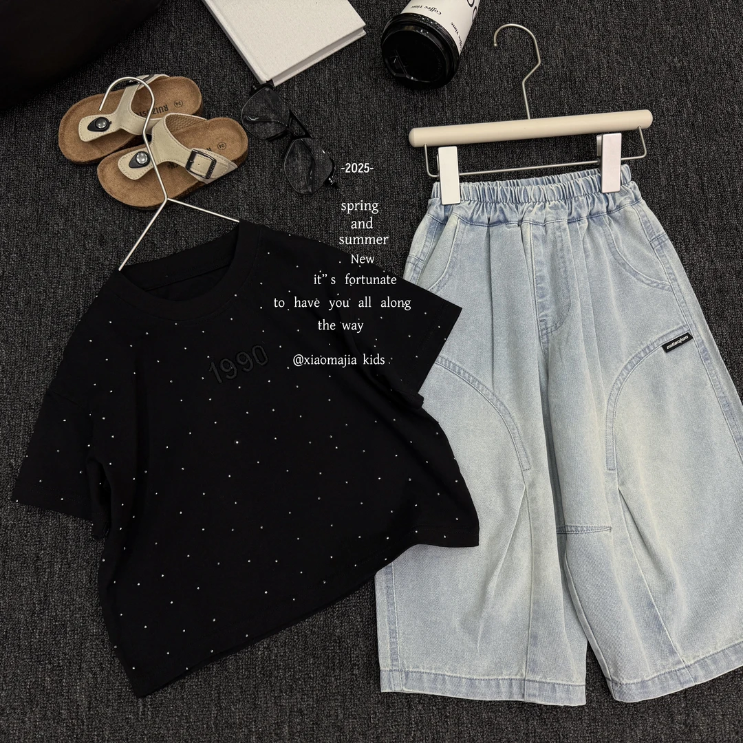 现货-儿童夏季新款时尚T恤D-5635欧若风穿搭休闲宽松男童女童上衣