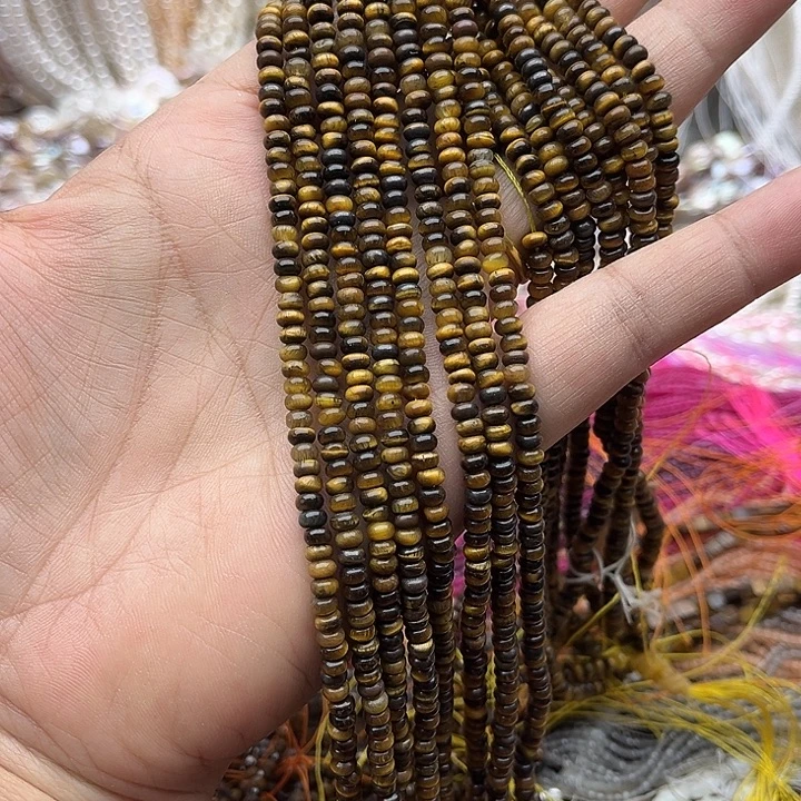 玛瑙/玉髓未镶嵌珠宝半成品一条2/4mm左右虎眼石算盘珠