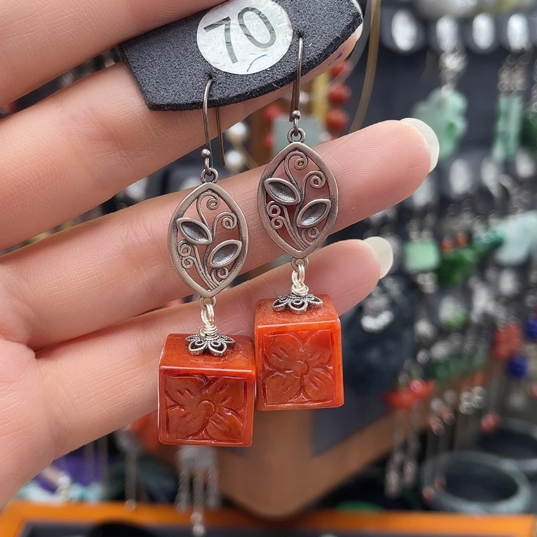 翡翠耳饰银S925镶嵌365hjjhyh