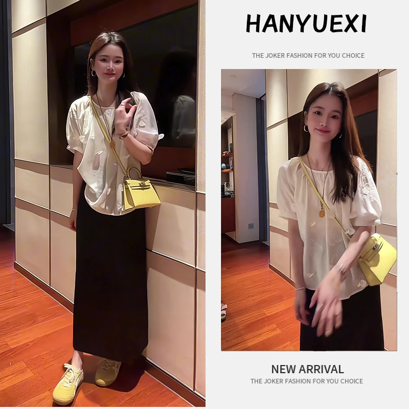 夏季一整套女装2025年新款韩版休闲时尚减龄短袖上衣半身裙两件套