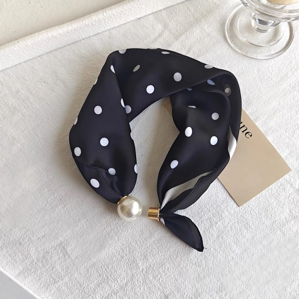 【磁吸黑色小波点】气质磁吸小丝巾J