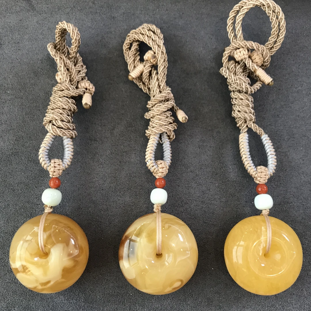 【欣妈珠宝】天然蜜蜡平安扣吊坠（16-19g）#5902（多样性发一）