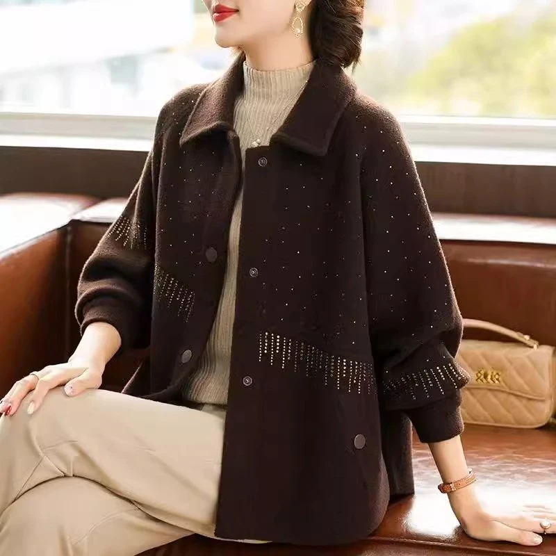 妈妈春装外套洋气婚宴2025新款中老年女秋冬大码高端针织开衫上衣