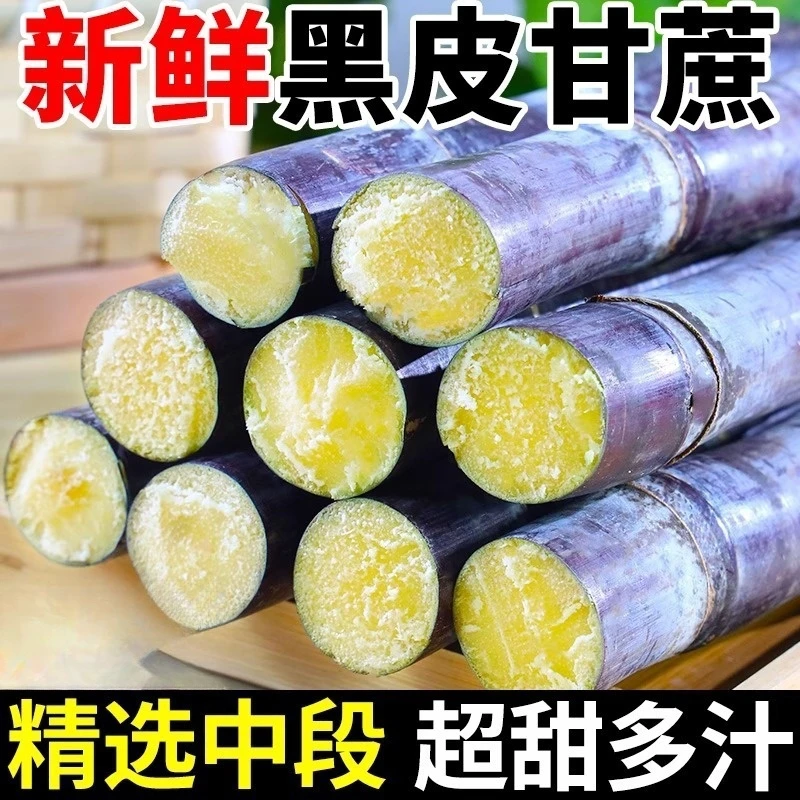黑皮甘蔗脆皮甘蔗特产脆甜榨汁时令当季9-3斤中段新鲜包邮
