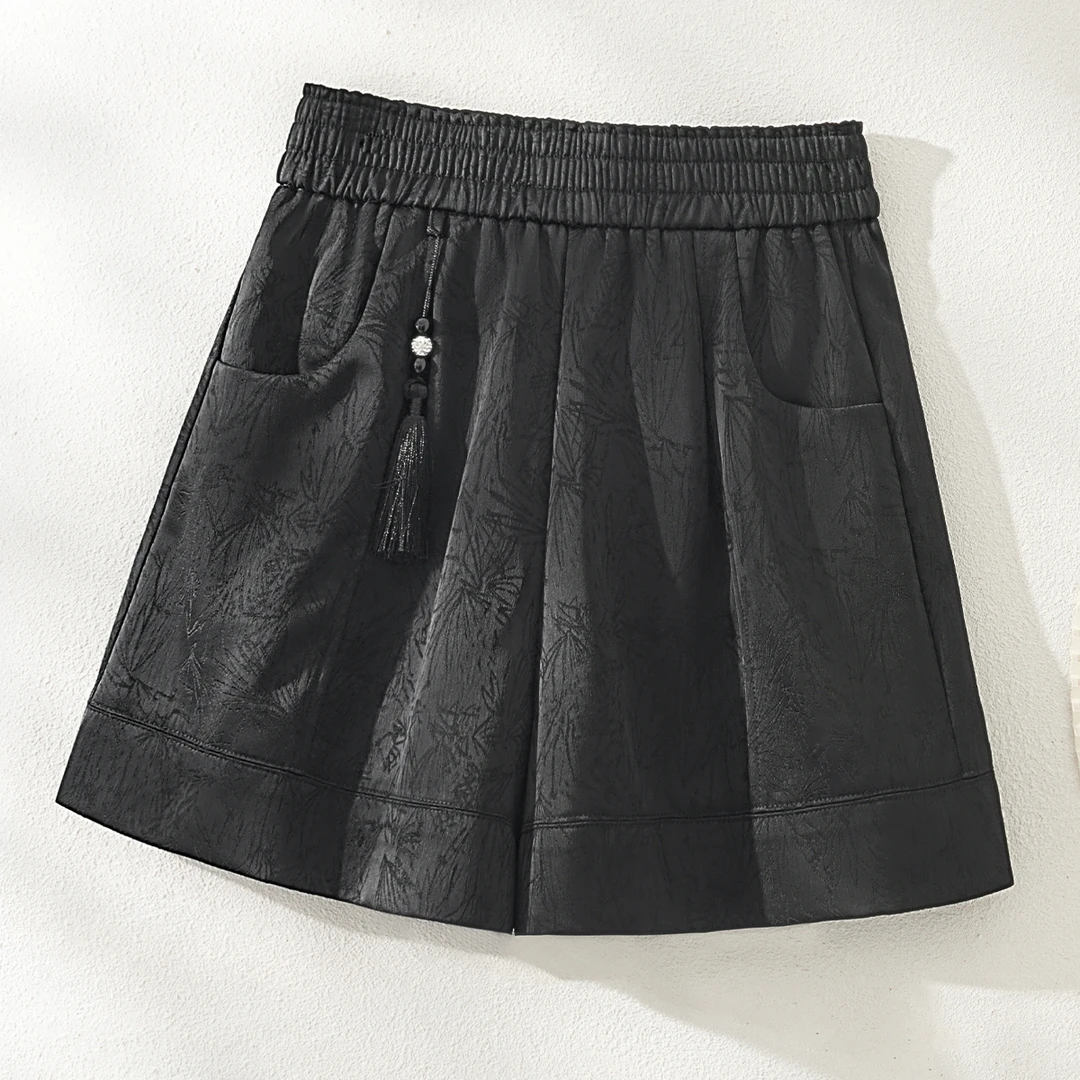 IHIMI/海谧2025夏季新款裤子国风新中式暗纹肌理松紧腰休闲裤9556