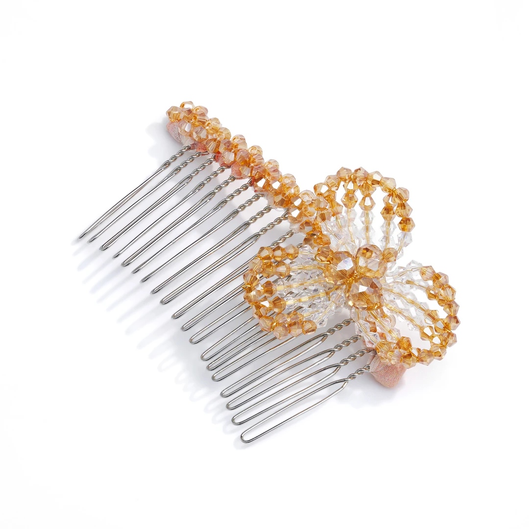 FUXI/福熙「橘星高照」系列精品水晶原创设计轻奢甜美百搭倒插梳783