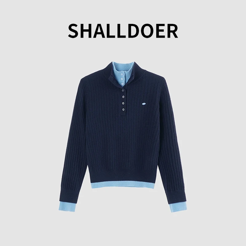 2025年秋冬韩系慵懒针织显瘦女新款宽松时尚百搭假两件上衣