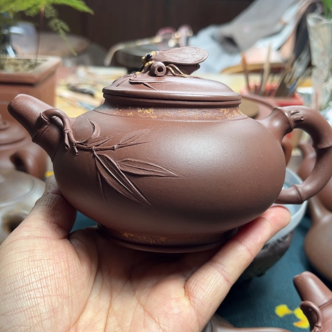 紫砂茶壶一鸣惊人二厂老紫泥350毫升