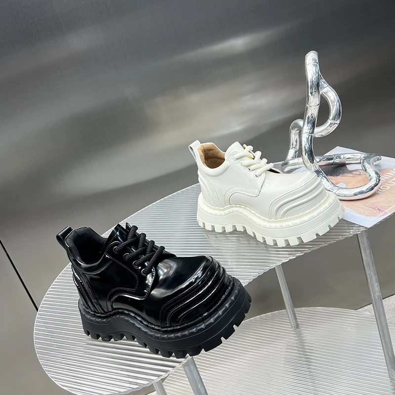 欧洲站2025年新款圆头厚底防水台内增单鞋显瘦时尚高跟鞋M3523-8