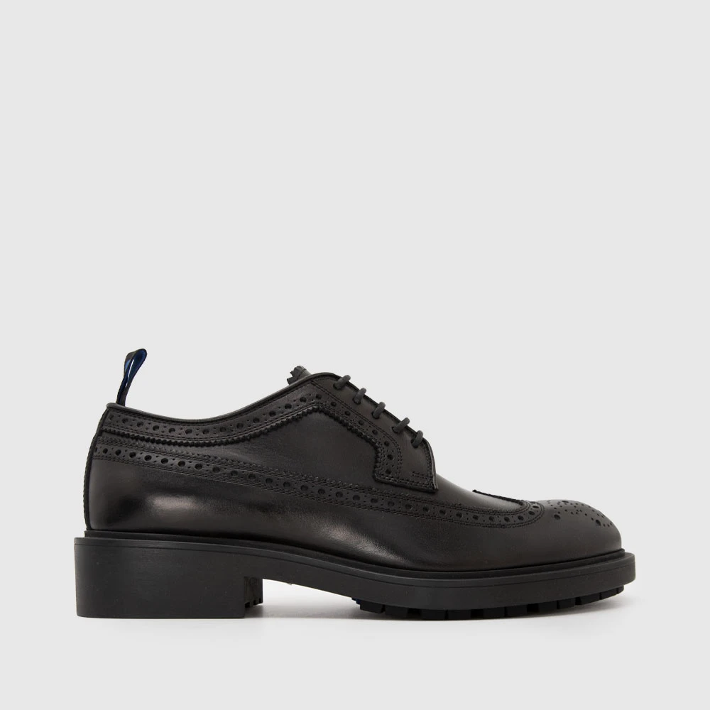 BURBERRY博柏利新品牛皮圆头男英伦雕花系带德比休闲皮鞋8101554