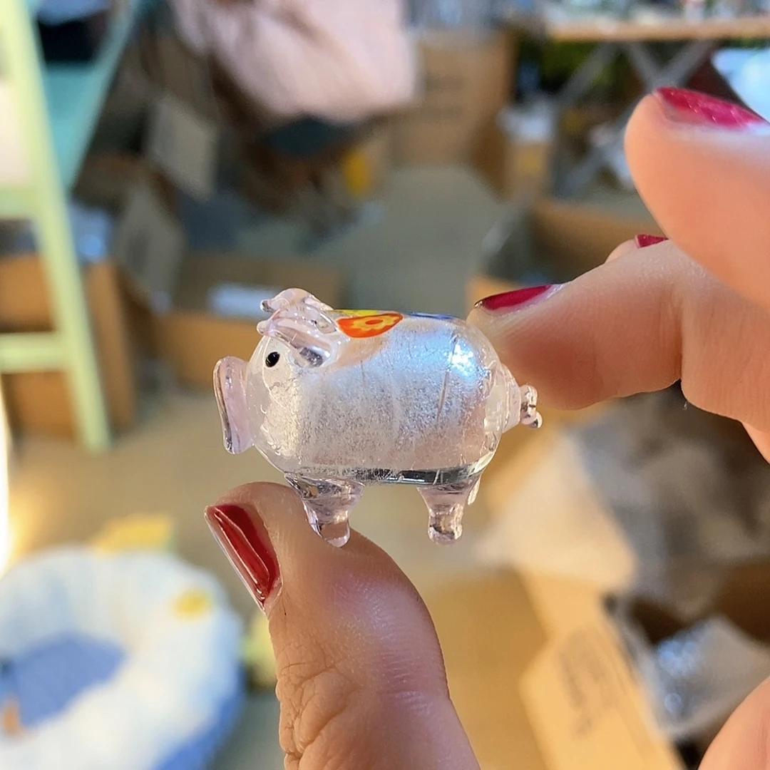 琉璃手工艺品银箔猪