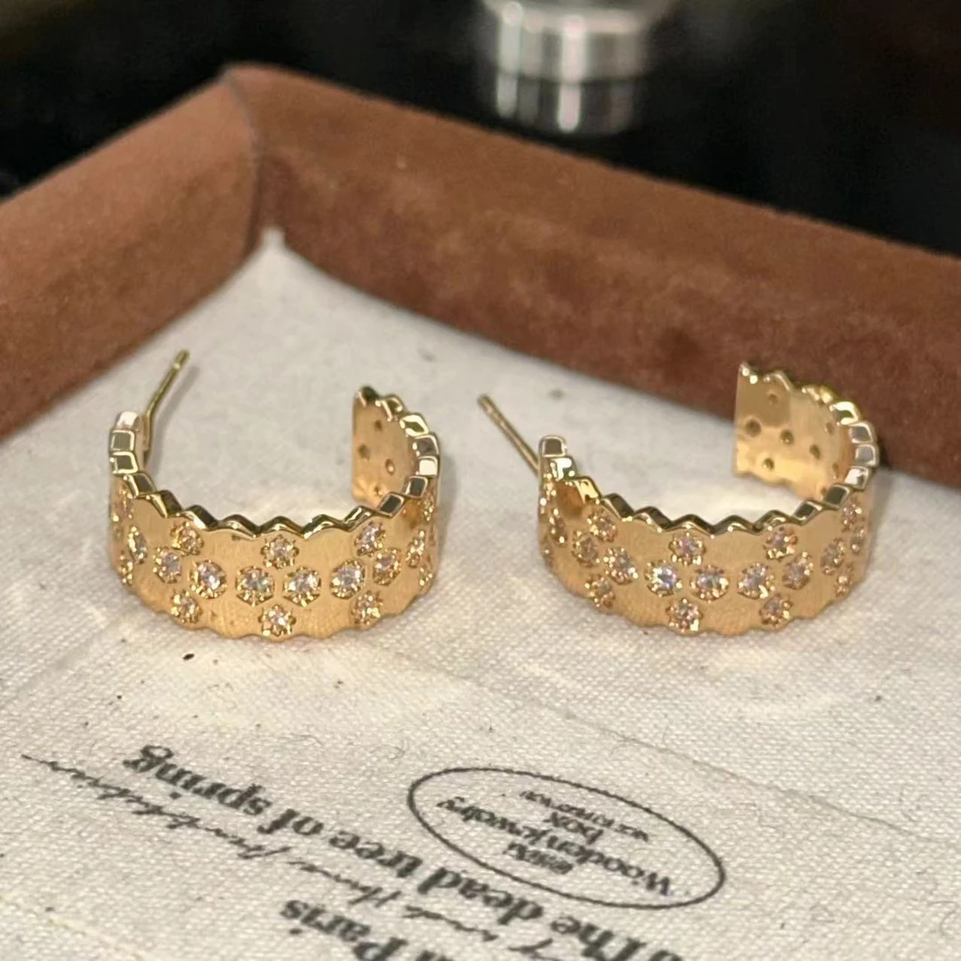 铜合金耳饰 蜂巢气质时尚耳饰-3928