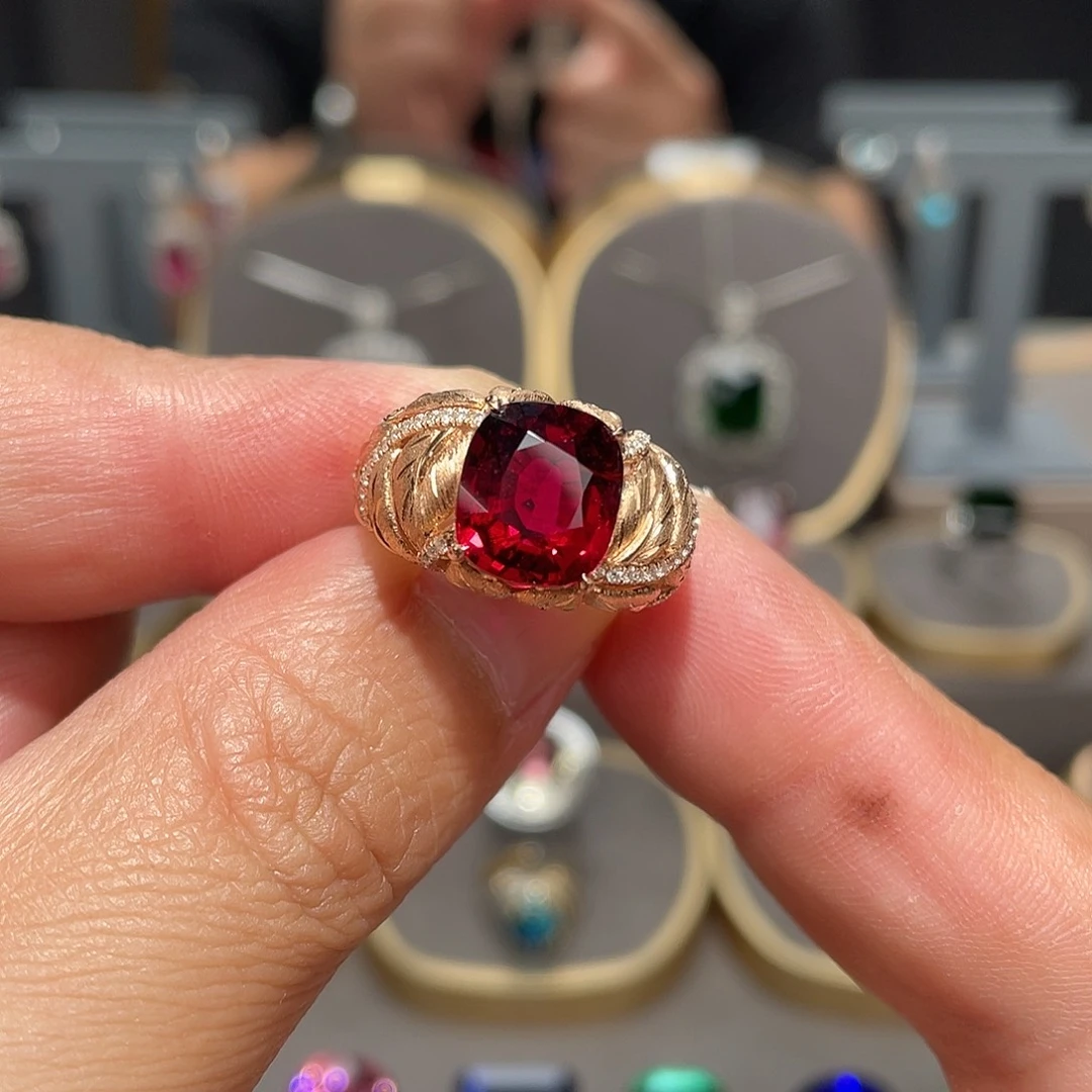 碧玺戒指18K金镶嵌4.08ct