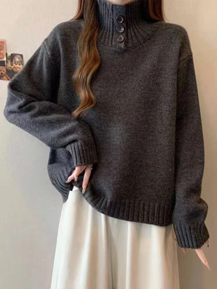 新款毛衣纽扣百搭款