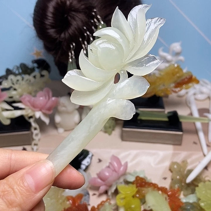 岫玉未镶嵌发簪发簪