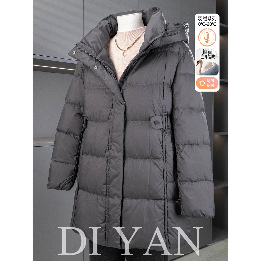 中老年妈妈冬季羽绒服女中长款加厚新款洋气时尚冬装宽松连帽外套