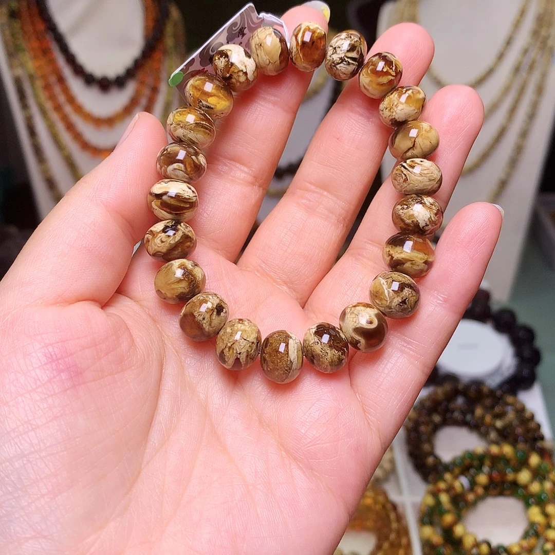 琥珀未镶嵌裸石11/瓷白溶洞单圈-768