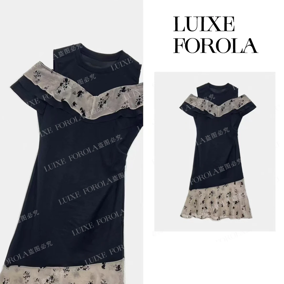【68】FOROLA 晚香玉 夏季气质设计感拼接百搭休闲显瘦裙 NZ25041