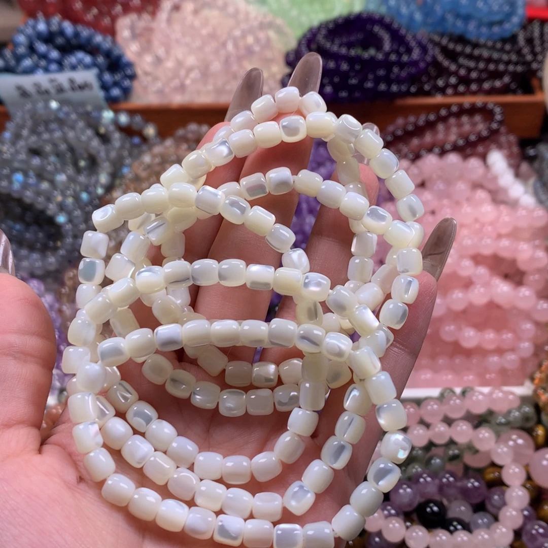 未镶嵌水晶手链白贝母桶珠手链（多样性其一）