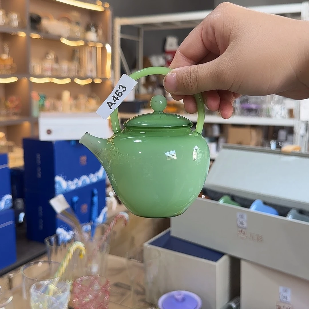 463玉壶提梁浅玉高硼硅玻璃